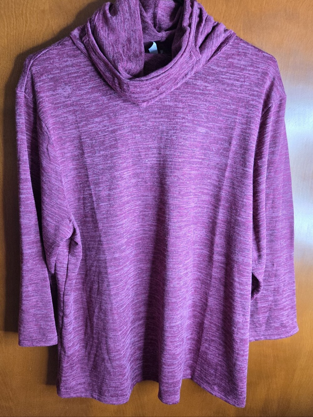 Ny Collection 3/4 Sleeve Rust Heathered Top Cowl Neck Athletic NWT